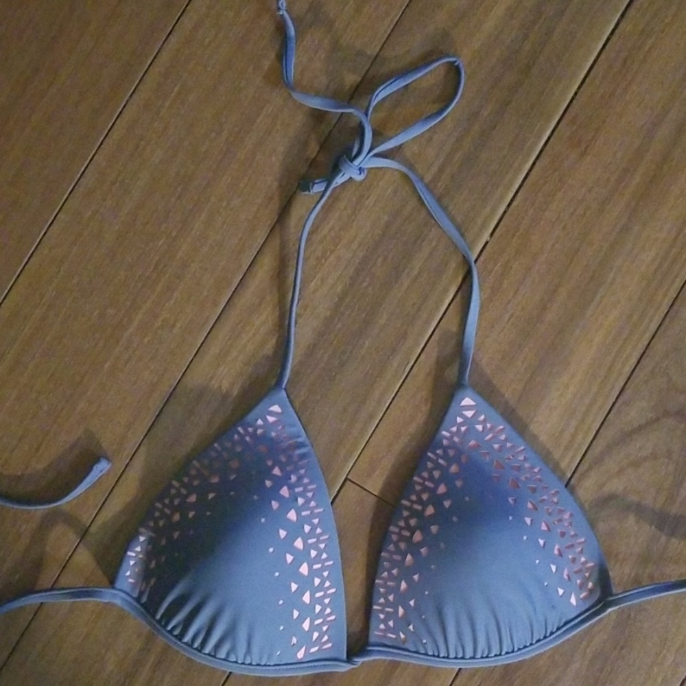 Gray and pink bikini top